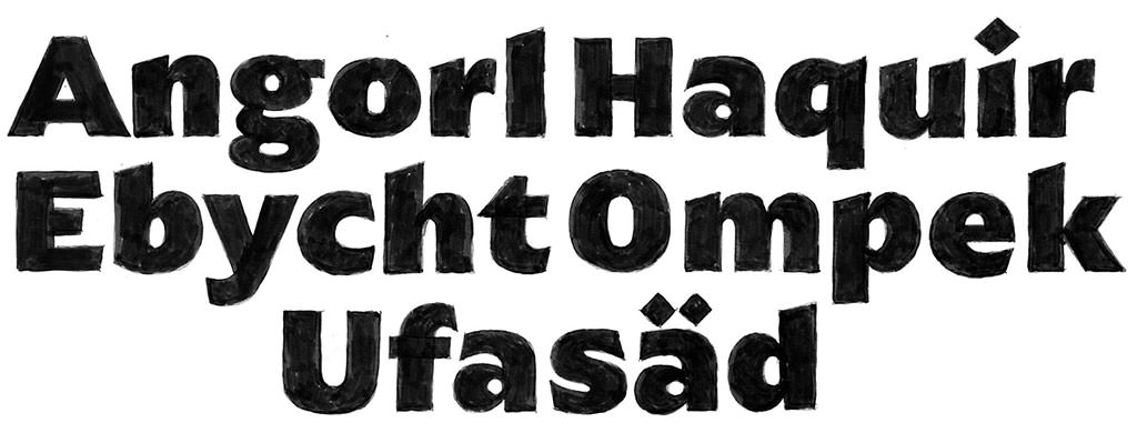 Image shows sketches by Felix Braden of letters for his typeface Arpona Sans
