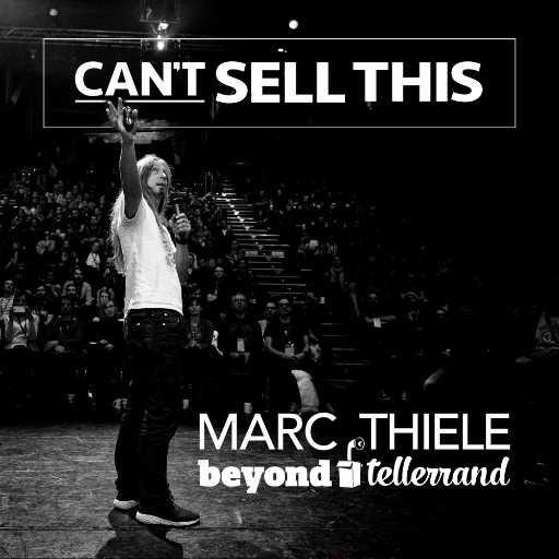 A photo of me on stage used as cover for the Can’t Sell This podcast. Photo shows me pointing back to the canvas on stage, you see the audience in front of me, the podcast logo on top of the photo and my name, Marc Thiele, and beyond tellerrand in the lover left corner of the image.