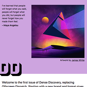Image showing the head of the newsletter called Dense Discovery