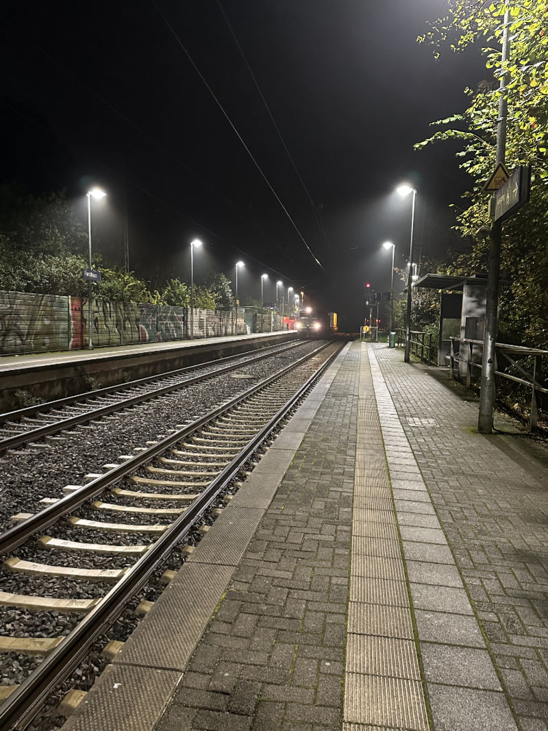 Train station in Krefeld Forstwald at 5am in the morning.