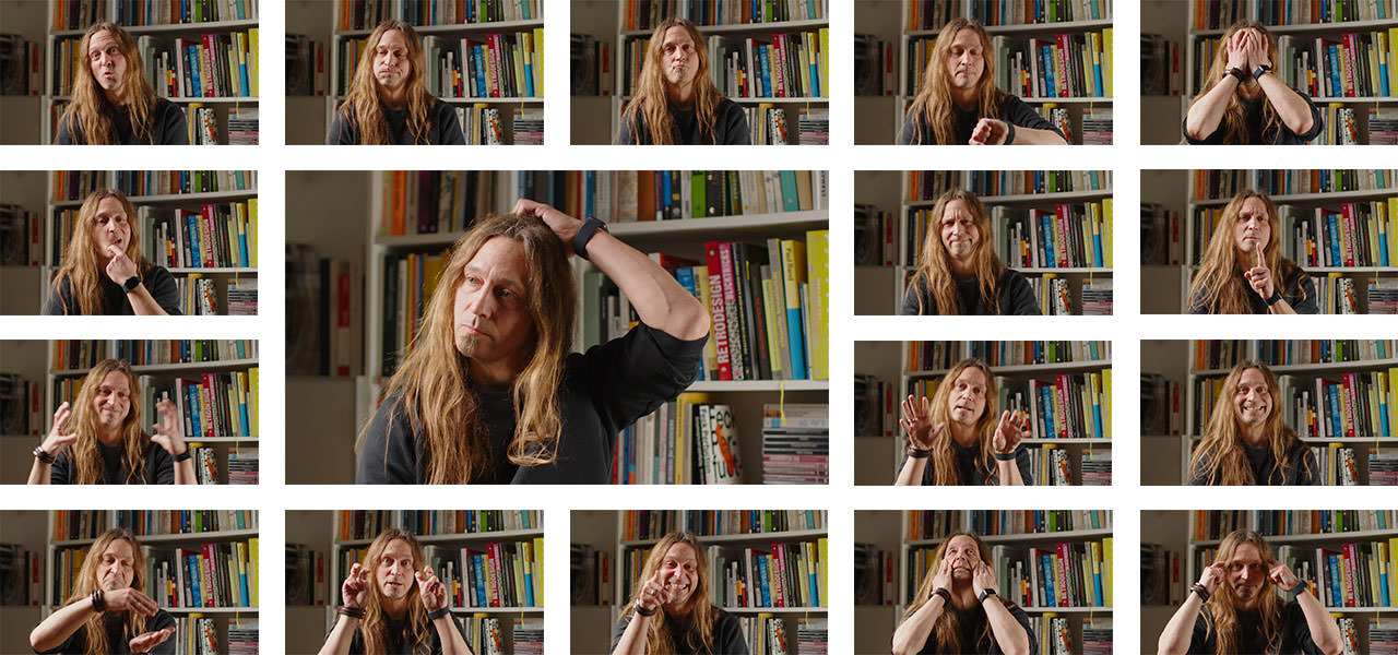 A collage with many photos of me making silly faces during the interviews Stefan Nitzsche made with me